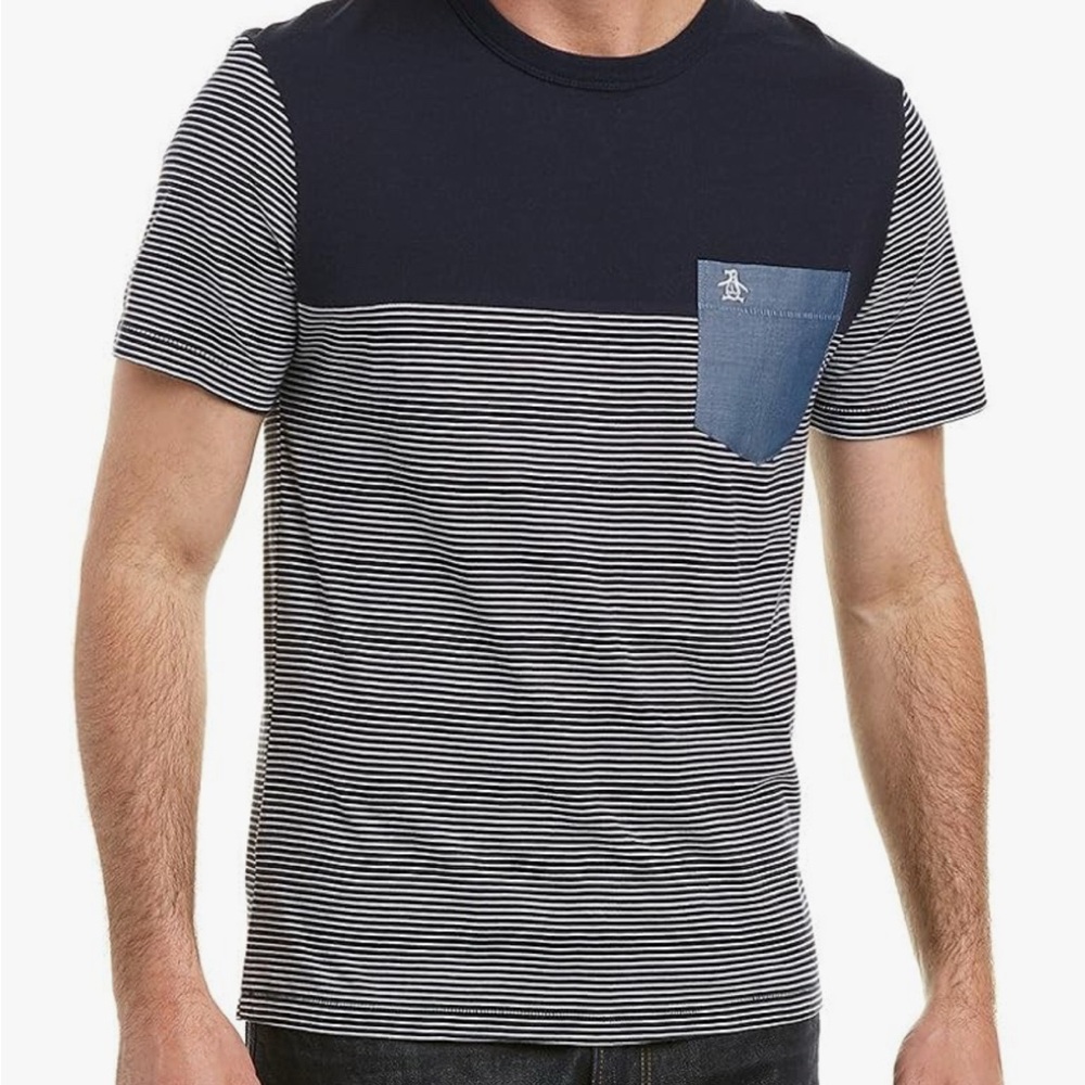 Original Penguin End On End Men's Color Block/Striped Tee. Size XL